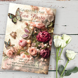 Weelderige Rococo Vlinder Tuin Galentine Bloemen Kaart