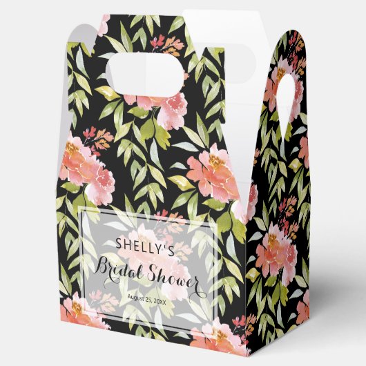 Weelderige rode bloemrijke bruidsbaby shower bedankdoosjes (Geopend)