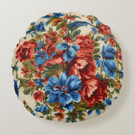 Weelderige rode en blauwe bloemen met weelderige b rond kussen