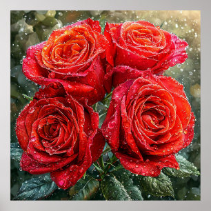 🌹 Weelderige Rode Rozen Boeket Voor Romantische R Poster