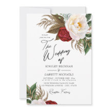 weelderige rood & wit Waterverf pioenrozen bruilof