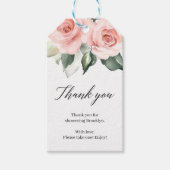 Weelderige roze bloemenboho bedankt voor het douch cadeaulabel (Voorkant)