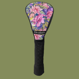 Weelderige Roze en Paarse Bloemen Persoonlijk Gema Golfheadcover