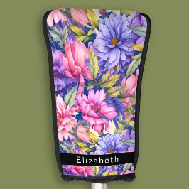 Weelderige Roze en Paarse Bloemen Persoonlijk Gema Golfheadcover