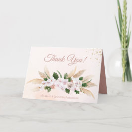 Weelderige Roze Gouden Aquarel Bloem Dank Je Bedankkaart