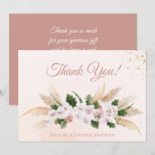 Weelderige Roze Gouden Aquarel Bloemige Bedankkaar Bedankkaart (Voorkant / Achterkant)