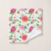 Weelderige roze pioenen en vlinders bad handdoek (Wasdoekje)