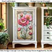 Weelderige roze pioenen op verouderd perkament DA1 Tissuepapier