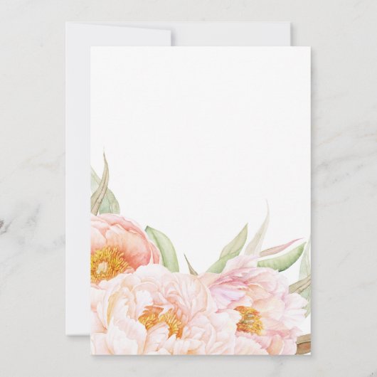 weelderige roze pioenrozen Waterverf bloemenbruilo Kaart (Achterkant)