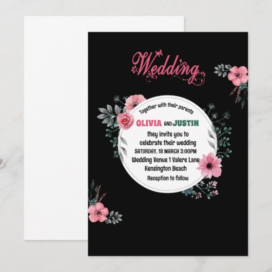 Weelderige roze rozen Romantische bruiloft Kaart (Voorkant / Achterkant)