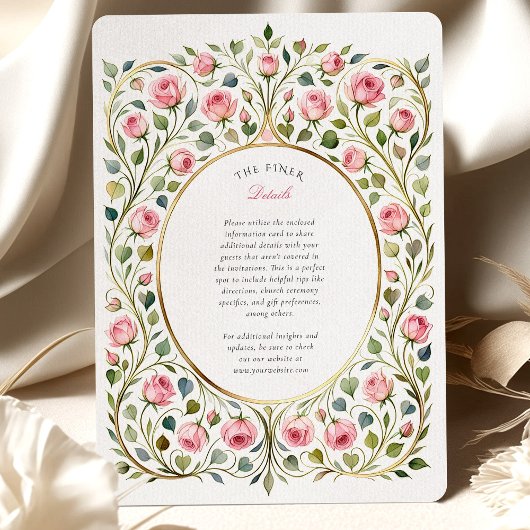 Weelderige Roze Tuin Vintage Wedding Kaart