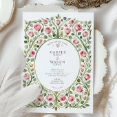 Weelderige Roze Tuin Vintage Wedding Kaart