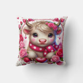 Weelderige Rozen Highland Koe Valentijns Kussen (Achterkant)