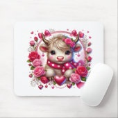 Weelderige Rozen Highland Koe Valentijns Muismat (Met muis)