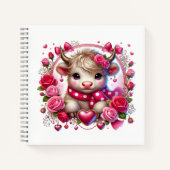 Weelderige Rozen Highland Koe Valentijns Notitieboek (Voorkant)