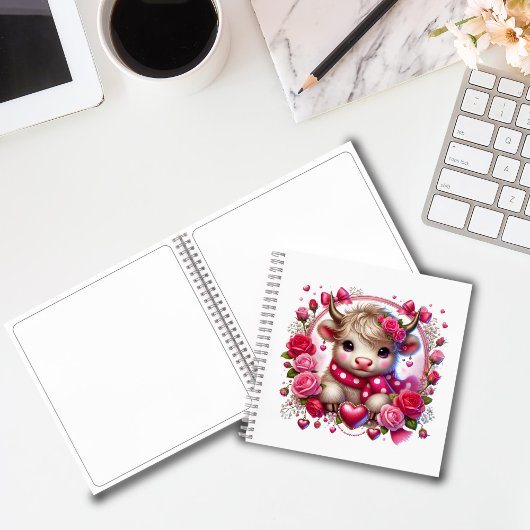 Weelderige Rozen Highland Koe Valentijns Notitieboek