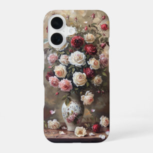 Weelderige rozen in een porseleinen vaas iPhone 16 hoesje