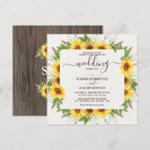 weelderige rustieke Waterverf zonnebloemen bruilof Kaart (Voorkant / Achterkant)