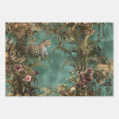 Weelderige scène Leopard Foliage Levendige bloeme Inpakpapier Vel (Voorkant 2)