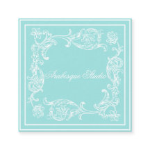 Weelderige Scroll en Lijst Aqua en Wit Decoratief