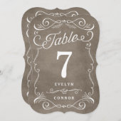 Weelderige Scrolls Bewerkbare Kleur Tafel Nummerka Kaart (Voorkant / Achterkant)