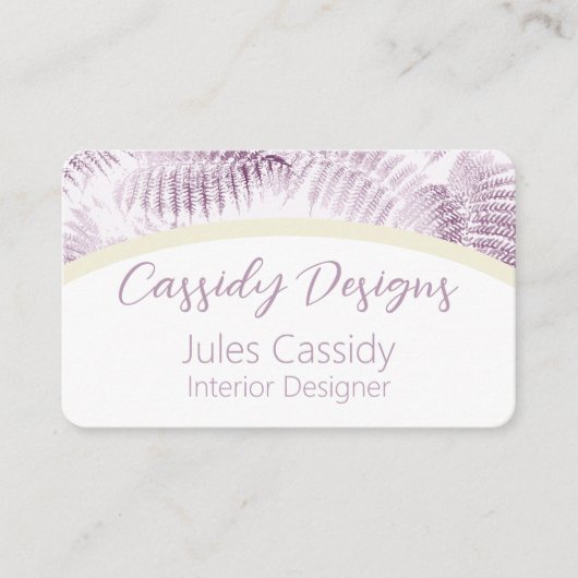 Weelderige Serene Pink Ferns op Arch Visitekaartje (Voorkant)