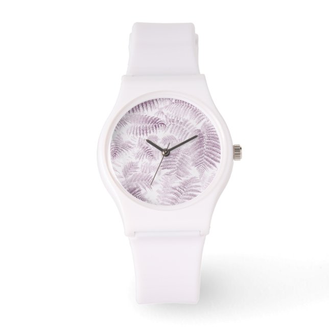 weelderige serene roze varens horloge (Voorkant)