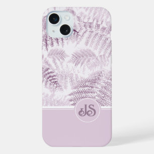 Weelderige Serene Roze Varens Monogram Beginletter iPhone 15 Plus Case