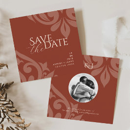 Weelderige Sienna Damask Elegante Klassieke Fotobr Save The Date