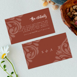 Weelderige Sienna Elegant Classic Damask Wedding Informatiekaartje