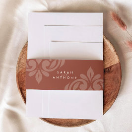 Weelderige Sienna Klassieke Elegante Scriptie Brui Uitnodigingen Wikkel