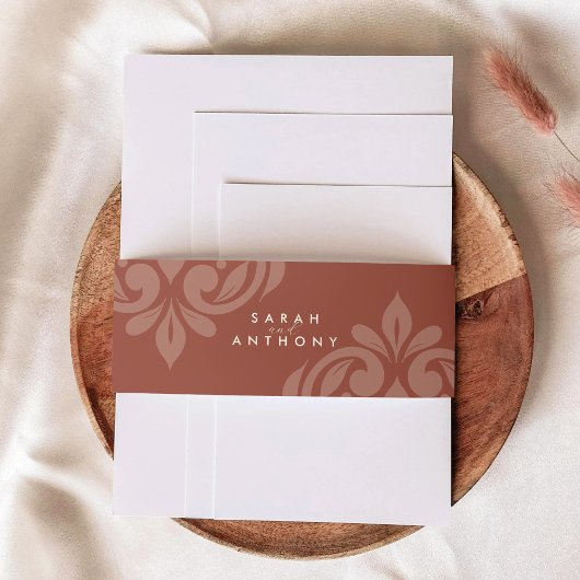 Weelderige Sienna Klassieke Elegante Scriptie Brui Uitnodigingen Wikkel