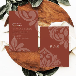 Weelderige Sienna Smaakvolle Classic Script Damask Kaart