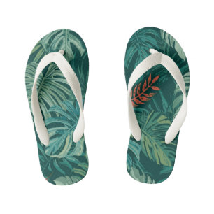 Weelderige Smaragdgroene Jungleprint Kinder Teenslippers