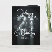 Weelderige Sparkling Diamond-Encrusted 21ste verja Kaart (Voorkant)