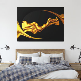 Weelderige Swirl Vloeibaar Goud Zwart Monochroom A Canvas Afdruk