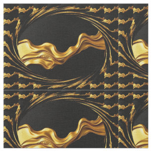 Weelderige Swirl Volledig Goud Zwart Designer Bekl Stof