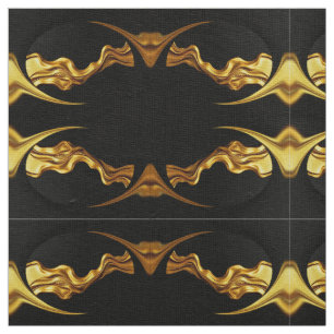 Weelderige Swirl Zwarte Goud Luxe Abstracte Print Stof