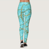 Weelderige Teal Leggings met Gouden Kettingen (Achterkant)