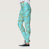 Weelderige Teal Leggings met Gouden Kettingen (Links)