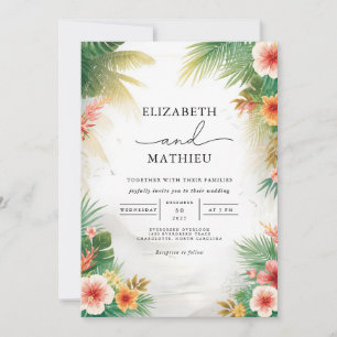 Weelderige Tropische Bloemen Archway Wedding Kaart