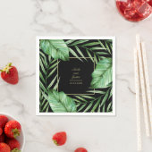 weelderige tropische groen botanische bruiloft servet (Insitu)