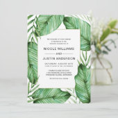 weelderige tropische groen bruiloft uitnodiging (Staand voorkant)