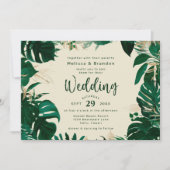 weelderige tropische groen en gouden horizontale b kaart (Voorkant)