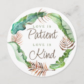 Weelderige tropische groene bladeren liefde is pat kaart (Voorkant)