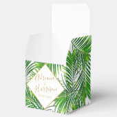 Weelderige tropische palmbladeren groen bedankdoosjes (Geopend)