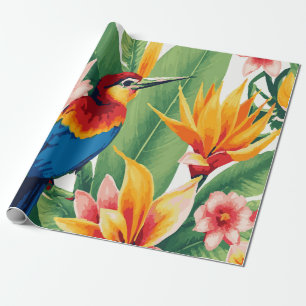 Weelderige Tropische Planten met Exotisch Vogelpat Cadeaupapier