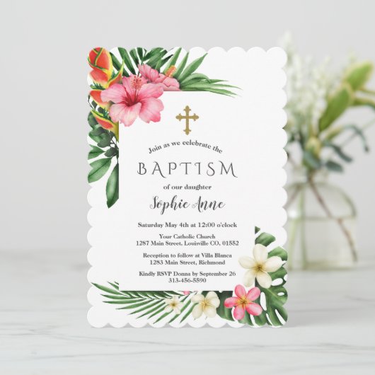 Weelderige tropische tuin bloemen bloeiend meisje  kaart (Staand voorkant)