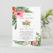 Weelderige tropische tuinvloemen bruids theepartij kaart (Staand voorkant)