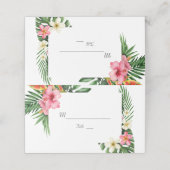 Weelderige tropische tuinvloemen bruiloft plaatskaartje (Buitenkant ongevouwen)